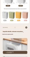 Cesta De Papel Ecológica Con Tapón De Doble Acción Y Asa De Silicona Montada En La Pared Para Almacenamiento Doméstico - details 10