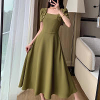 Vestido Elegante De Noche ZANZEA Para Mujer Vintage Con Cuello Cuadrado Y Lazo Vestido Largo De Verano Con Manga Puff Silueta Ajustada Y Flared - details 6