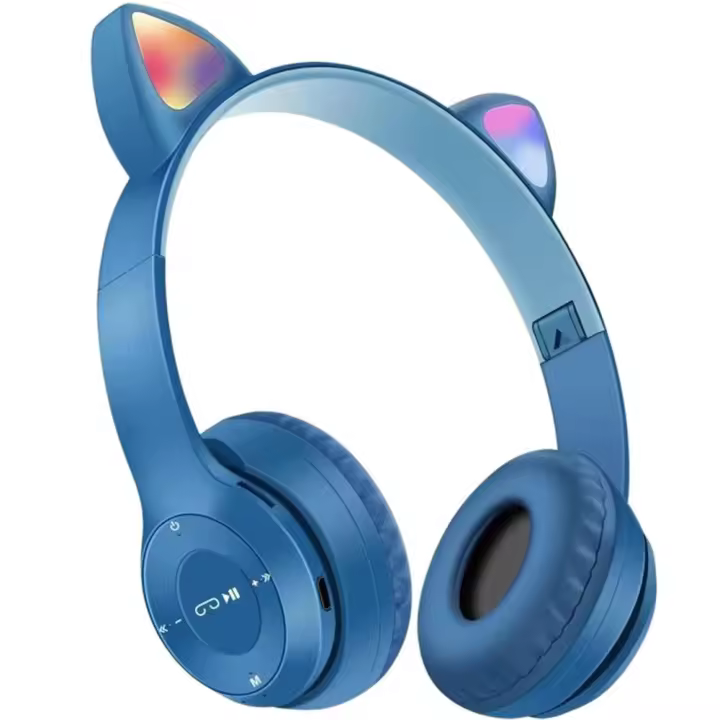 Auriculares de Gato con Luz LED Compatible con Tarjeta TF Conexión Bluetooth y por cable - 1
