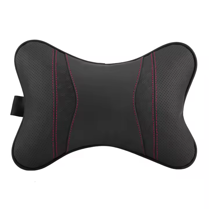 Accesorios para automóviles, cojín de cuero para descanso del coche, reposacabezas del asiento, reposacabezas, almohada para descanso del cuello, soporte negro - 1