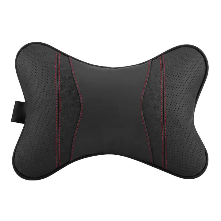 Accesorios para automóviles, cojín de cuero para descanso del coche, reposacabezas del asiento, reposacabezas, almohada para descanso del cuello, soporte negro - 1