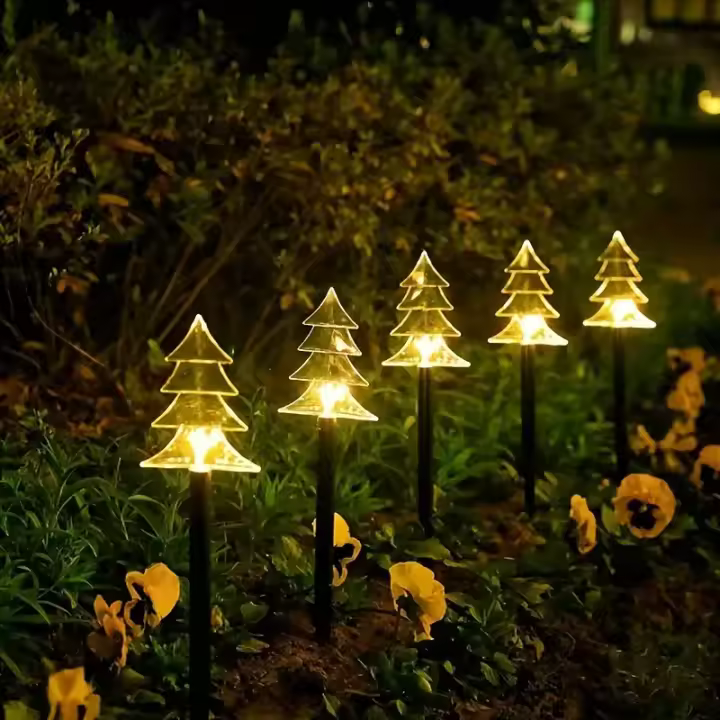 5pcs Luces De Árbol De Navidad Solar Impermeables Para Jardín LED Festivales Luz De Lámpara Decoración Exterior Navidad - 1