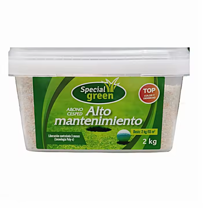 Abono Césped Alto Mantenimiento 2kg. Abono de liberación controlada con tamaño de grano “mini”, lo que permite una distribución más uniforme sobre el terreno - Special Green - 1
