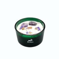 Viva Esencia – Vela artesana con flores secas, gemas naturales y cera de soja ‘La Luna’, aromática y espiritual, ideal para rituales de calma, equilibrio emocional, meditación profunda e intuición – Hop Hare - details 5