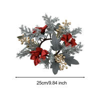 Corona De Navidad Con Vela Artificial De 25cm Decoración Floral Verde Para Mesa Centro De Pascua Y Hogar Material Plástico - details 5