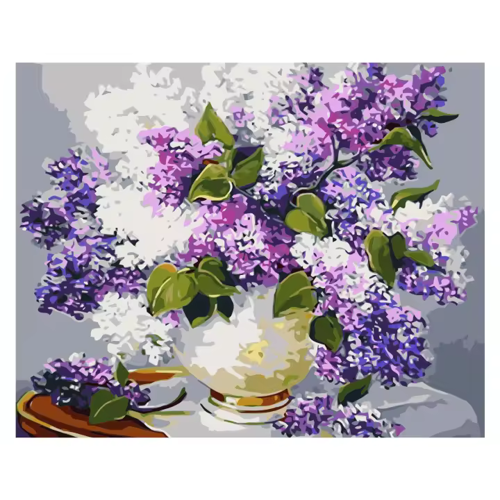 DAM. Lienzo con dibujo para pintar con números, de 40x50cm. Diseño jarrón y flores. Incluye pinceles y pinturas necesarias. 24,5x2,7x14 cm. - 1