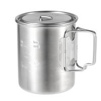 LIXADA Taza De Agua De Acero Inoxidable 750ml Con Tapa Y Manija Plegable Para Camping Cocina Picnic Equipamiento Al Aire Libre - details 10