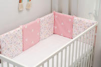 LALA - Juego de ropa de Cama para Cuna de Bebe, barandilla Anticolisión de Algodón de dibujos animados, Conejo Rosa 30*30, extraible y lavable. - details 3
