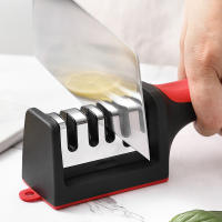 Afilador De Cuchillos Rápido 3/4 Sección Multifuncional Para El Hogar Herramienta De Cocina Con Piedra De Afilar Negra Tratamiento De Acero Inoxidable - details 3