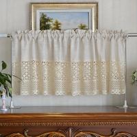 Cortina Corta De Punto Rustico En Algodón Y Lino Para Cocina Puerta Decorativa Vintage Con Espaciado Para Cafe Ventana Cortina - details 3