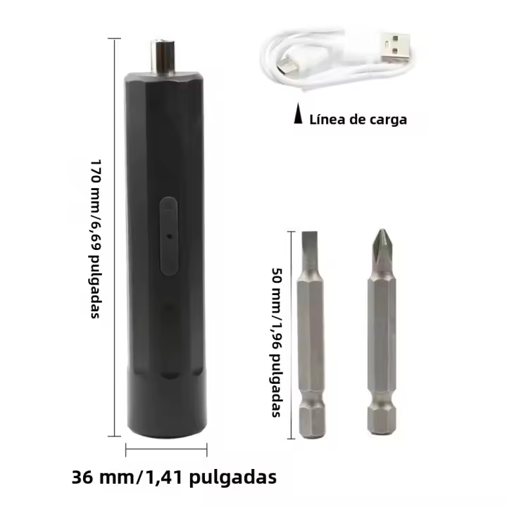 Mini Destornillador Eléctrico Portátil Recargable Por USB Herramienta De Potencia Para Reparación Doméstica Con 2 Piezas De Broca - 1