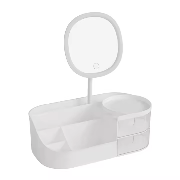 Caja De Almacenamiento Multifuncional Para Maquillaje Y Cuidado De La Piel Estuche De Maquillaje Con Espejo Y Organizador De Mesita De Vestir - 1