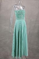 Vestido Maxi Verde Rayado Para Mujer 2024 Estilo Playa Sin Mangas Hombros Descubiertos Cuello Alto Ajuste Elasticidad Casual Moda Verano Vestido Longo - details 2