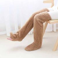 Calcetines Largos De Pena Para Mujer Invierno Cálidos Y Suaves Leggings De Muñeca Sobre Rodilla Calentadores De Piernas Y Pies - details 6