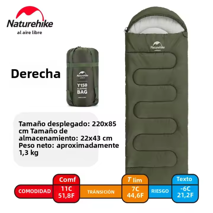 Bolsa De Dormir Naturehike Y150 Ultraligera De Algodón Para Acampar Al Aire Libre Y Viajes Camping Hogar Deportes Al Aire Libre - 1