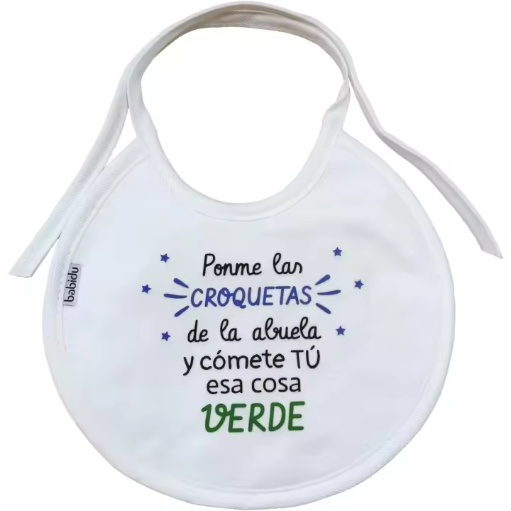 BABERO BEBÉ CON FRASE GRACIOSA. REGALO ORIGINAL BEBÉ. IDEA REGALO PARA ABUELAS. REGALO ABUELA COCINERA. - 1