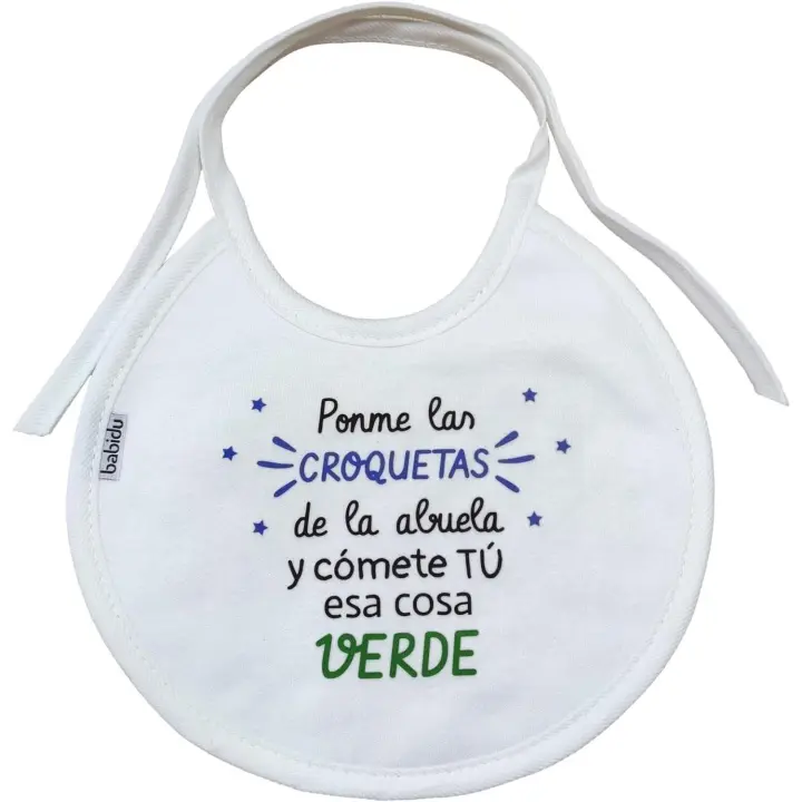 BABERO BEBÉ CON FRASE GRACIOSA. REGALO ORIGINAL BEBÉ. IDEA REGALO PARA ABUELAS. REGALO ABUELA COCINERA. - 1