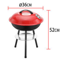 Parrilla Portátil de Carbón Redonda 36 cm – Barbacoa Compacta con Tapa, Color Rojo y Negro, Altura 52 cm - details 0