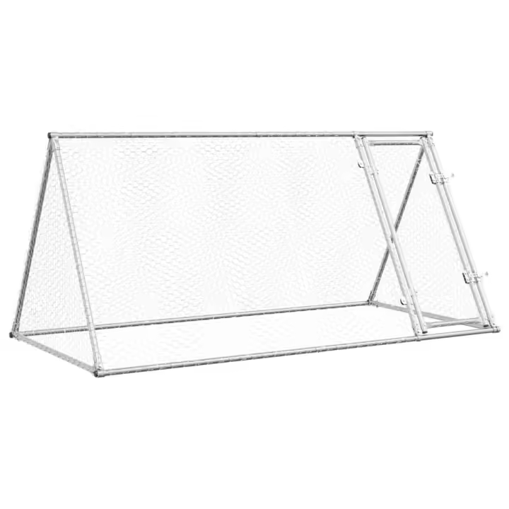 vidaXL Jaula para Gallinas Caseta de Pollos Gallinero Acero Galvanizado Plateado Dimensiones 200 x 105 x 91 cm, 400 x 105 x 91 cm - 1