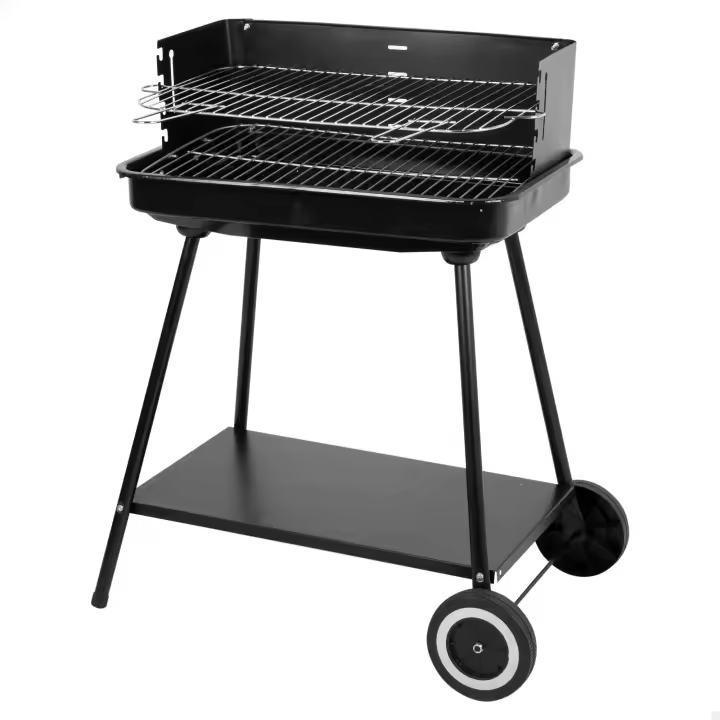 Aktive - Barbacoa portátil 55x43x82 cm, parrillas acero inoxidable ajustables en 4 alturas, incorpora paredes cortavientos, bandeja inferior auxiliar, asa lateral transporte, barbacoa con ruedas, barbacoas de carbón, barbacoas jardín - 1