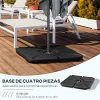 Outsunny Base para Sombrilla de 4 Piezas Soporte para Parasol Rellenable con Arena 72 kg o Agua 56 kg para Jardín Patio Terraza Negro - details 3