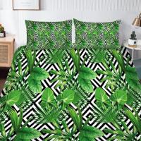 Green Floral Duvet Cover Set - 105/135/150cm Nordic Style 3pc Bedding | Nature-Inspired Design | Breathable & Easy Care - details 1
