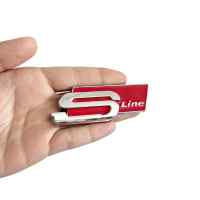 Banner - Emblema S Line Adhesivo Para Lateral Compatible Con Audi Plateado Rojo