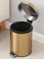 Bandeja De Papelera De Acero Inoxidable 5L Moderna Con Pedal De Pie Para Baño Y Cocina Resistente Al Polvo Y Agua Color Oro - details 6