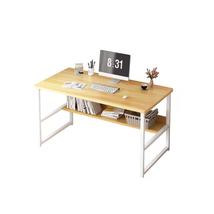 MAGIC SELECT Escritorio, Mesa de Oficina para Ordenador, Escritorio para Habitación o Estudio. Mesa de Tablón de Aglomerado y Melamina de Madera y Acero para Hogar. Mesa Escritorio para PC. - 1