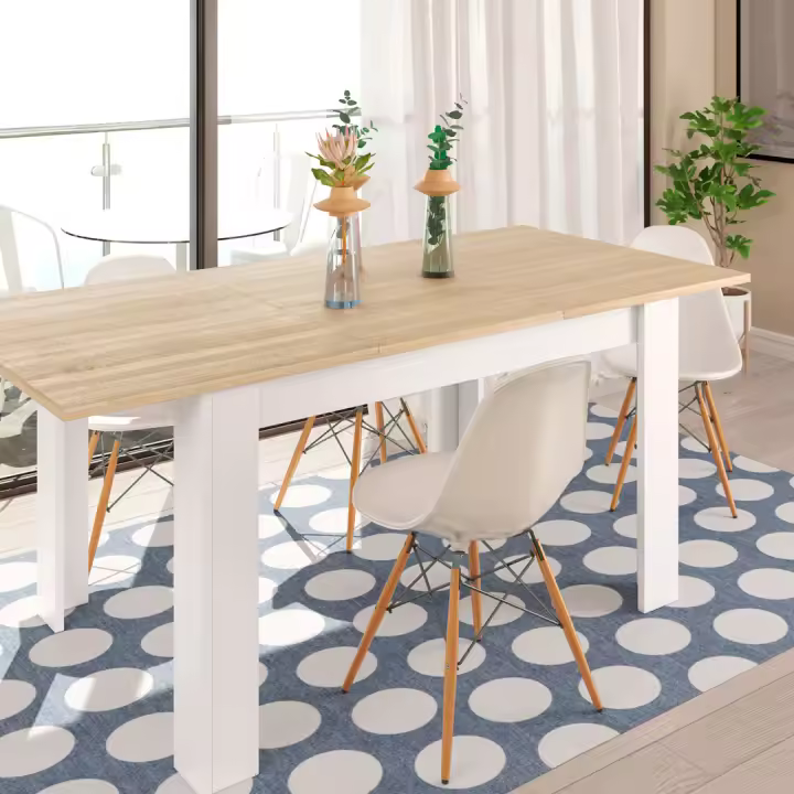 MESA COMEDOR EXTENSIBLE 78X140X90 CM ROBLE CANADIAN/BLANCO ARTIK - 1