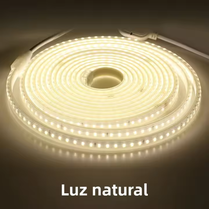 Tira LED Flexible 220V 120LEDs 8W/m Con Enchufe EU Y Interruptor Luz LED No Dazzling Impermeable Para Uso Exterior Tape LED - 1