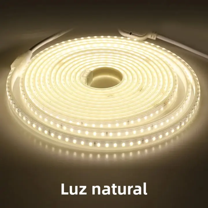 Tira LED Flexible 220V 120LEDs 8W/m Con Enchufe EU Y Interruptor Luz LED No Dazzling Impermeable Para Uso Exterior Tape LED - 1