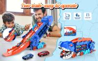 Nuevos Juguetes De Dinosaurios Transportistas Con Carril Deslizante Cuatro Buggy De Aleación Transformables Track Plegable Tyrannosaurus Regalos Para Niños - details 9
