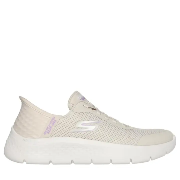 Cómoda Deportiva Mujer Skechers SLIP-INS GO WALK FLEX - GRAND ENTRY Tejido Knit Offwhite Strech Fit Memory Foam - 1