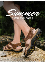 Sandalias De Cuero Genuino Para Hombre Zapatos De Verano Resistentes Al Agua Para Exterior Y Playa Sandalias Romanas Casuales Para Adultos Talla Verdadera - details 1