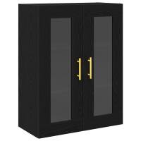 Cabinet montado en la pared de vidaXL con puertas de vidrio en roble negro 69,5x34x90 cm - details 1