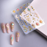 Pegatinas De Uñas 5D Estilo Bohemio Con Estrella Flor Y Diamantes Adornos Para Manicura DIY Decoración De Uñas Con Patrón De Línea Solar - details 8