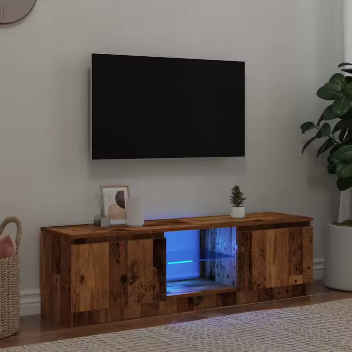 vidaXL Mueble TV luces LED madera ingeniería envejecida 120x30x36 cm - 1