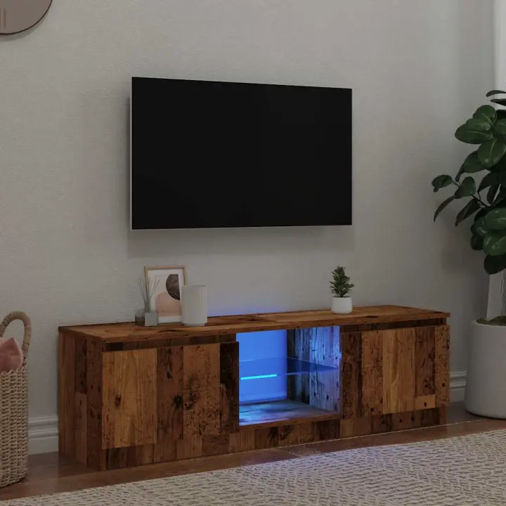 vidaXL Mueble TV luces LED madera ingeniería envejecida 120x30x36 cm - 1