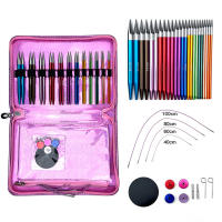 Juego De 12 Pares De Agujas De Tejer Interchangeables De Aluminio Con Oxígeno Doble Color Desmontables Herramientas De Tejer Para Manualidades Y Creación De Ropa - details 0
