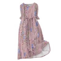 Vestido Bohemio De Verano Para Mujer Estampado Floral Casual Manga Corta Botones Estilo Playa Midi Elegante Robe O-Neck - details 1