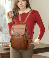 Mochila Vintage de cuero suave para mujer, bolso de hombro femenino, bolso de viaje informal, mochila escolar, 5 colores - details 9