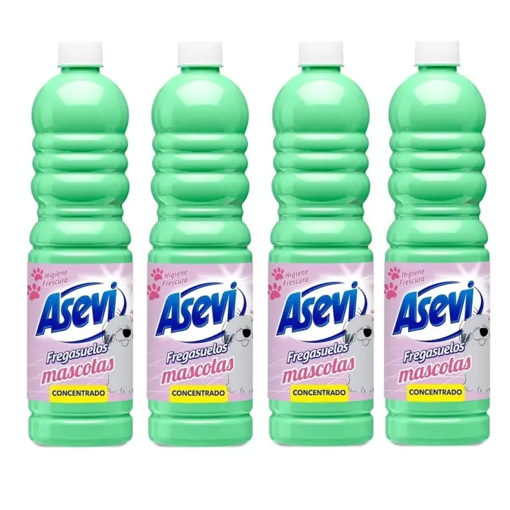 Asevi Fregasuelos Concentrado Mascotas, Pack Ahorro 4x1L, Perfume Duradero con Aroma Fresco, Elimina Malos Olores, Limpiasuelos con pH Neutro para Todo Tipo de Suelos - 1