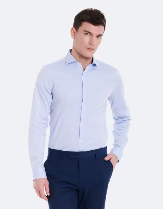 CAMISA VESTIR CHAMBRAY CUELLO ITALIANO - 1
