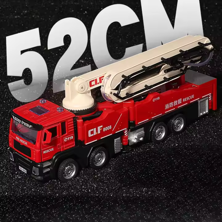 Camión De Bomberos De Escala 1/32 Para Niños Modelo De Camión De Bomberos Con Función Retroceso Y Reparación De Agua Colección De Vehículos De Ingeniería Metal Verde Amarillo Rojo - 1