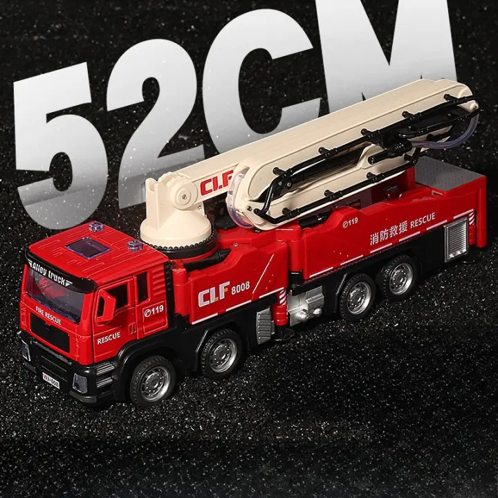 Camión De Bomberos De Escala 1/32 Para Niños Modelo De Camión De Bomberos Con Función Retroceso Y Reparación De Agua Colección De Vehículos De Ingeniería Metal Verde Amarillo Rojo - 1
