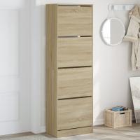 vidaXL Mueble Zapatero 4 Cajones Abatibles Estantes Organizador Color Gris hormigón,  Gris sonoma,  Marrón roble - details 4