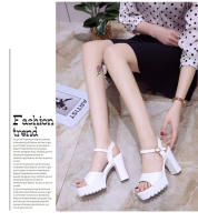 Sandalias De Plataforma Alta Para Mujer Con Hebilla Y Diseño De Boca De Pez Zapatos De Tacón Alto Casual Material PU - details 4