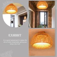 Lámpara Colgante De Paja De Bambú 30 Pulgadas Iluminación Retro Para Decoración De Habitaciones Estilo Artesanal Material De Madera - details 4