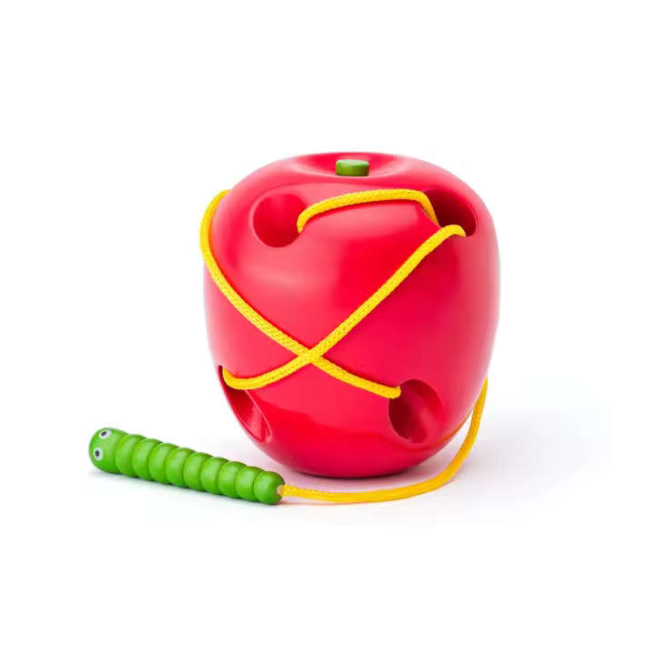 Juego de Psicomotricidad en Madera Woody - Manzana con Gusanito - Juguete Educativo para Niños - Divertido y Didáctico - 1